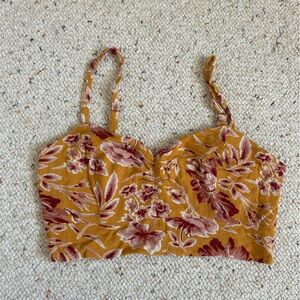 Floral Mustard Crop Top